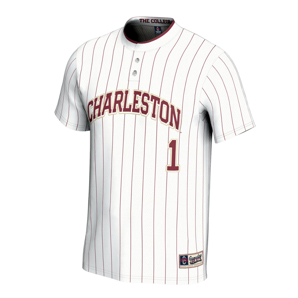 Charleston Cougars Lightweight Collegiate Softball Fashion Jersey - White product image 3, provided for visual reference and
