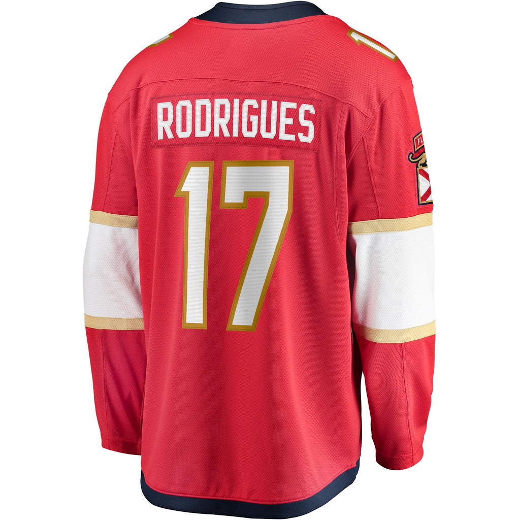 Florida Panthers Evan Rodrigues Red Home Breakaway Jersey product image 4, provided for visual reference and product detail