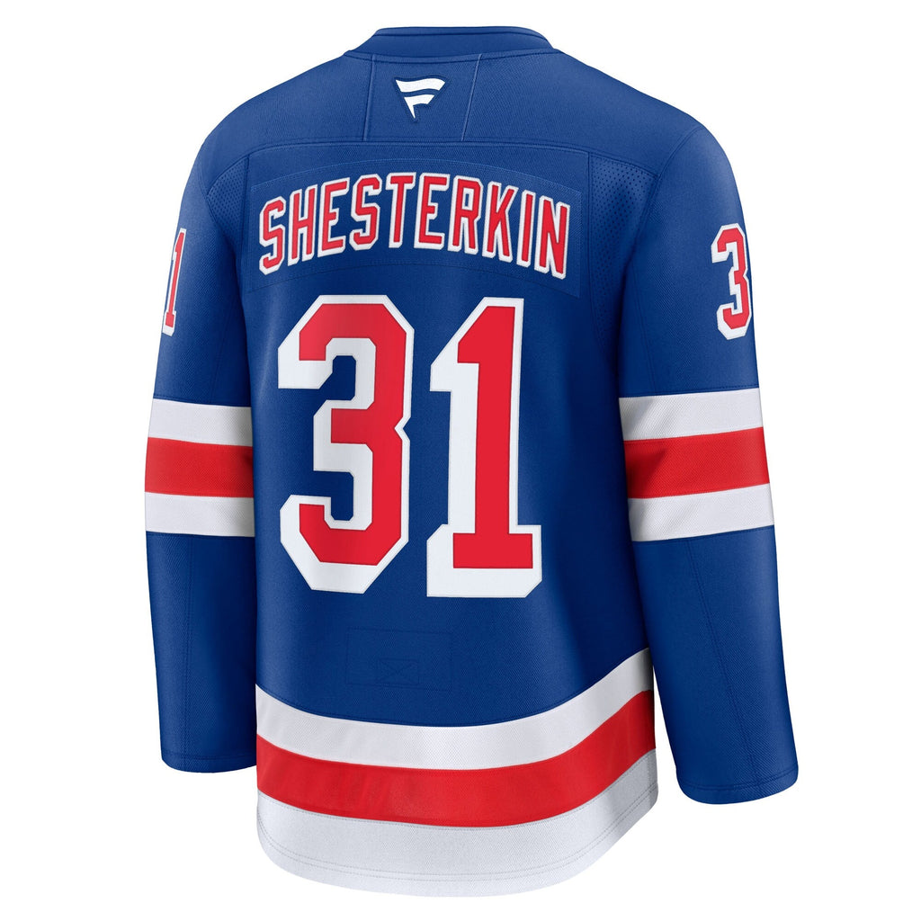 New York Rangers Igor Shesterkin Blue Home Premium Jersey product image 4, provided for visual reference and product detail
