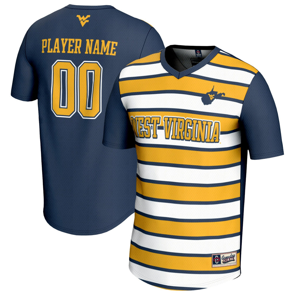 West Virginia Mountaineers Collegiate Soccer NIL Pick-A-Player Fashion Jersey - Navy/Gold product image 2, provided for