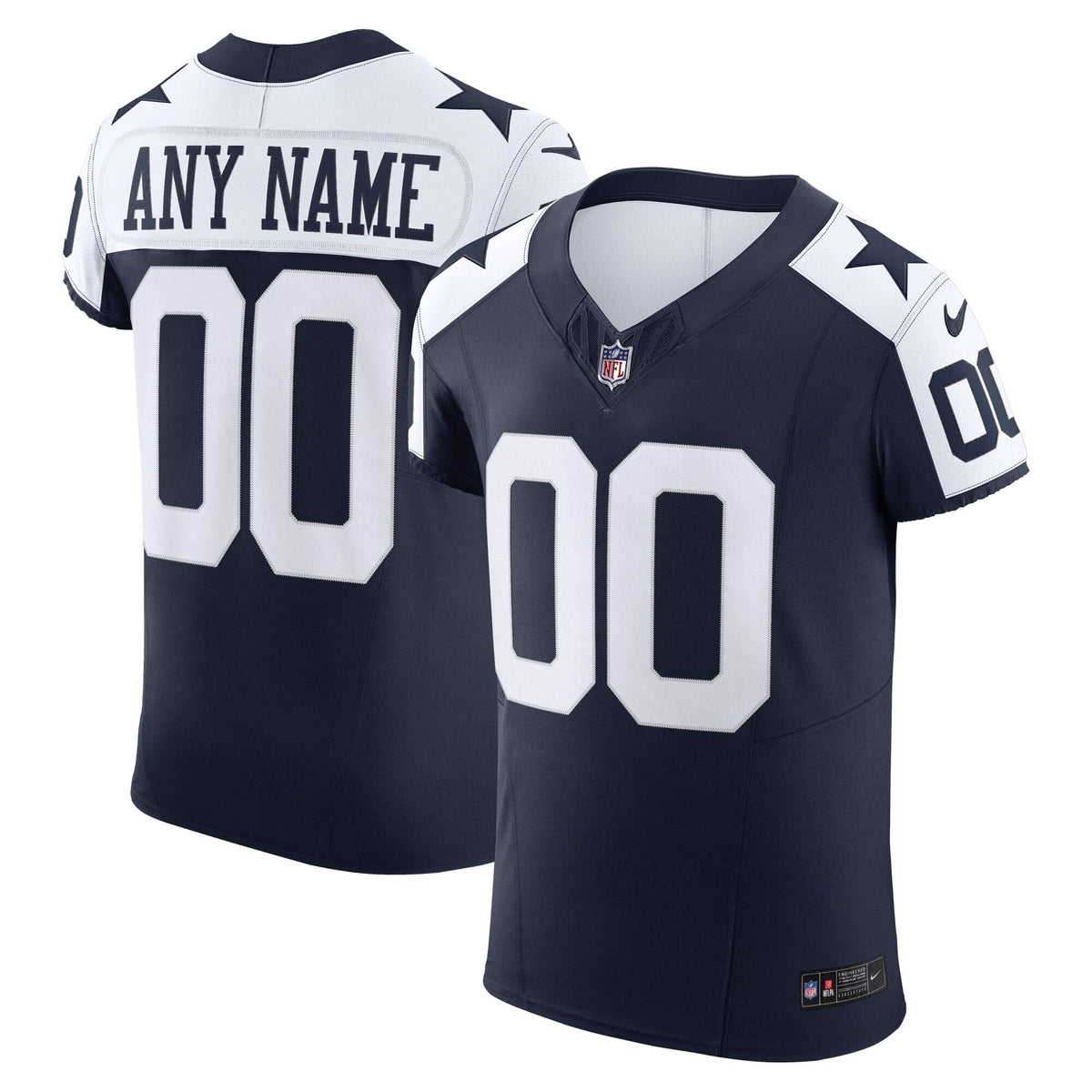 Dallas Cowboys Navy Vapor F.U.S.E. Elite Custom Jersey product image 1, provided for visual reference and product detail