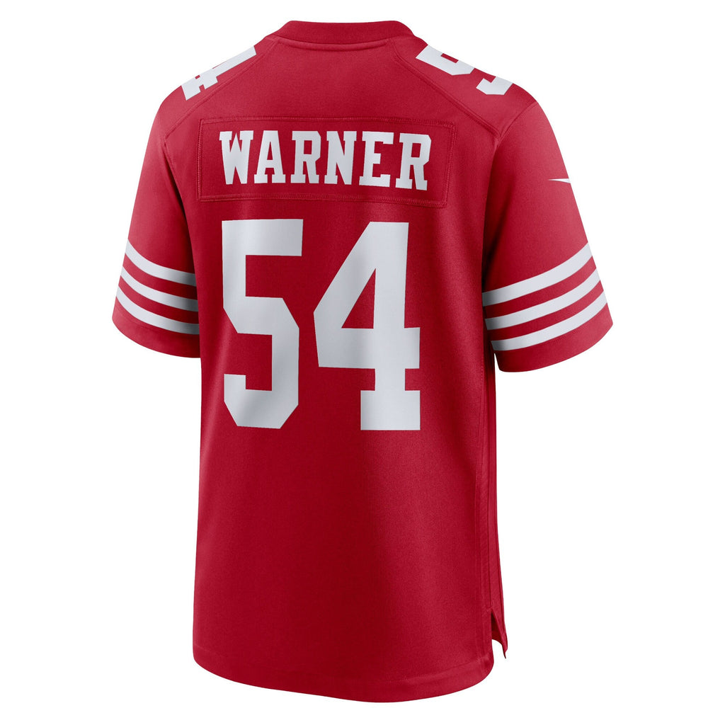 San Francisco 49ers Fred Warner Scarlet Team Game Player Jersey product image 4, provided for visual reference and product
