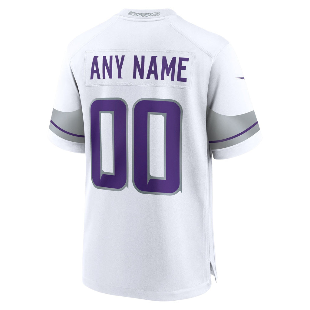 Minnesota Vikings White Alternate Custom Game Jersey product image 4, provided for visual reference and product detail review
