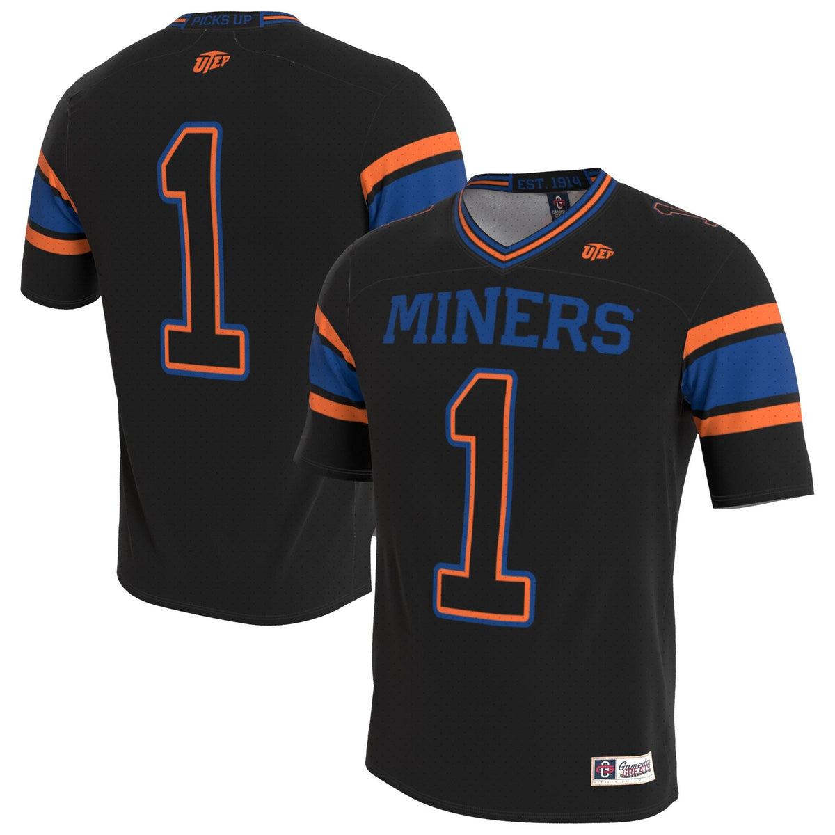 UTEP Miners Lightweight Collegiate Football Blackout Fashion Jersey product image 1, provided for visual reference and