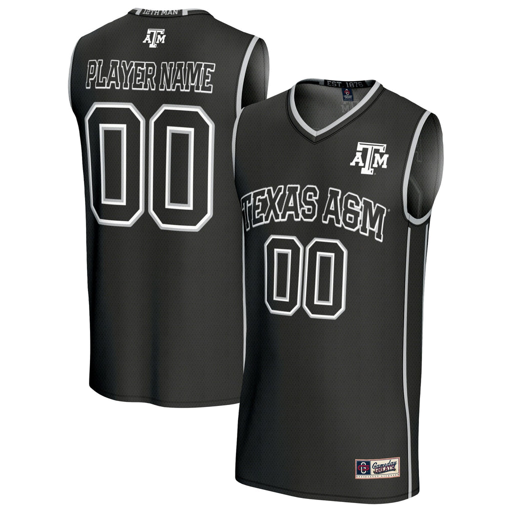 Texas A&M Aggies Lightweight Collegiate Basketball NIL Pick-A-Player Fashion Jersey - Black product image 2, provided for