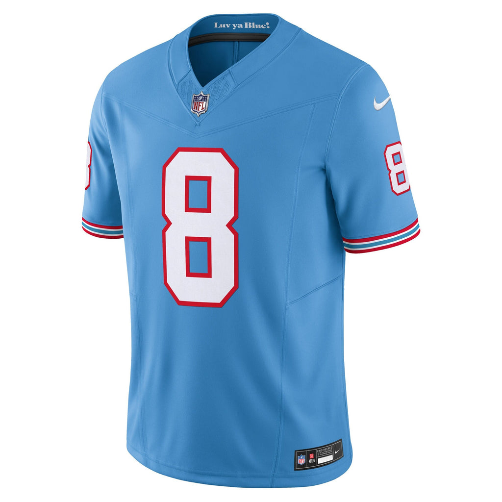 Tennessee Titans Will Levis Light Blue Alternate Oilers Throwback Vapor F.U.S.E. Limited Jersey product image 3, provided