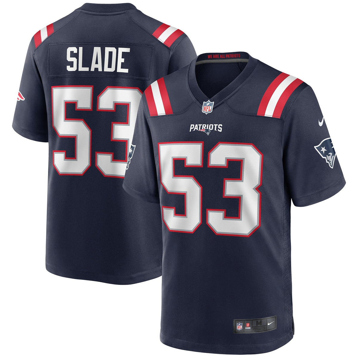 New England Patriots Chris Slade Navy Game Retired Player Jersey product image 1, provided for visual reference and product