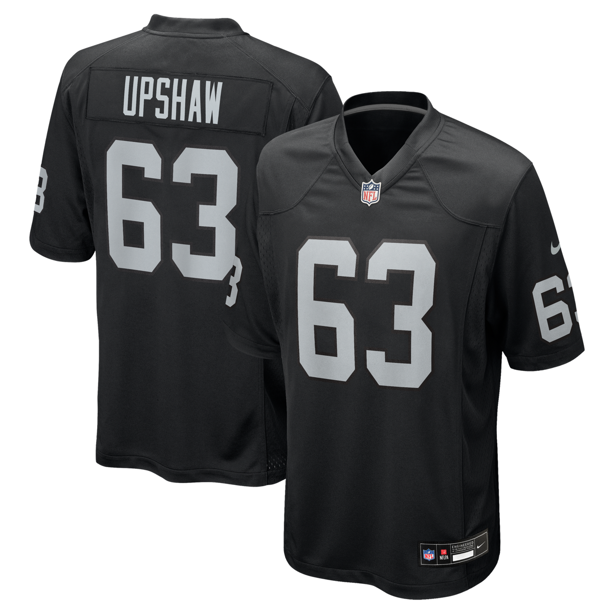 Las Vegas Raiders Gene Upshaw Black Game Retired Player Jersey product image 1, provided for visual reference and product