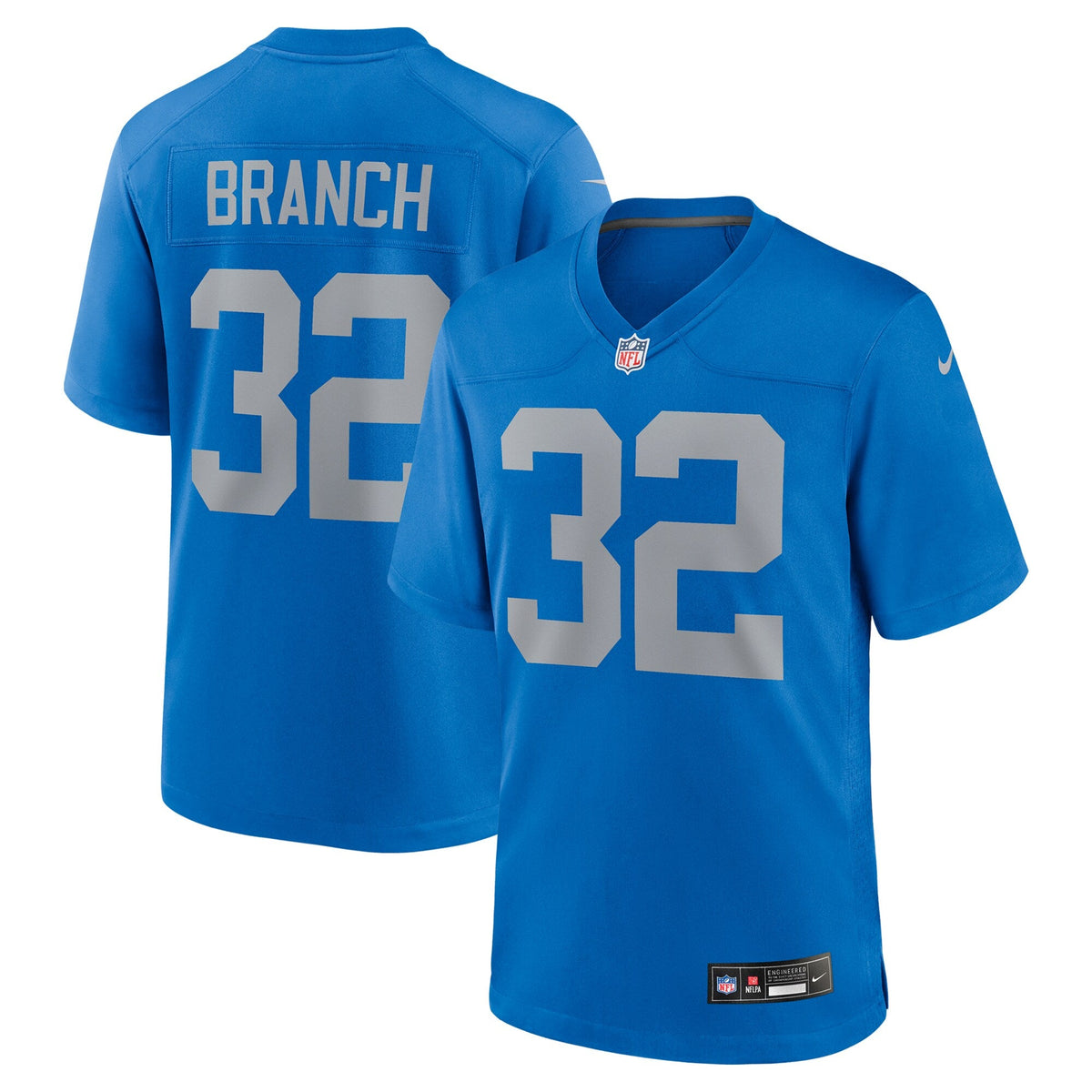 Detroit Lions Brian Branch Blue Alternate Game Jersey product image 2, provided for visual reference and product detail