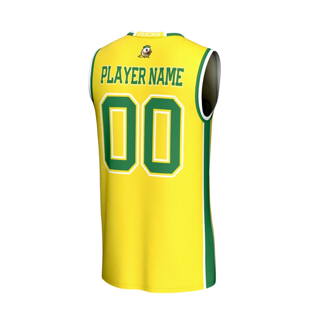 Oregon Ducks Lightweight Collegiate Basketball NIL Pick-A-Player Fashion Jersey - Yellow product image 4, provided for