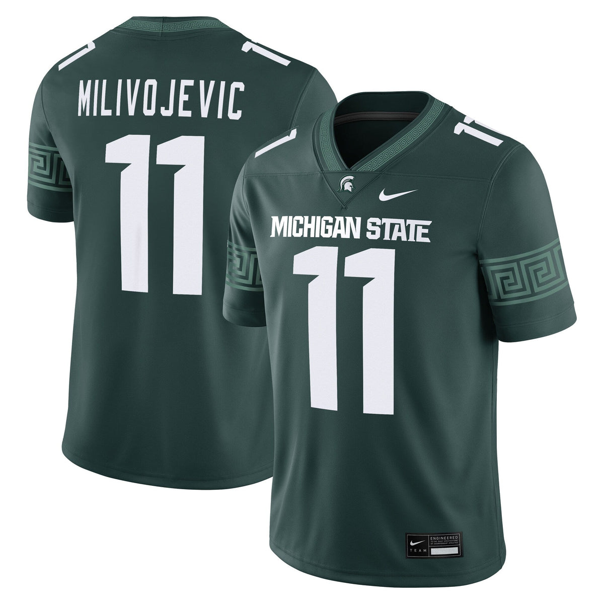 Alessio Milivojevic Michigan State Spartans Game Football Jersey - Green product image 2, provided for visual reference and