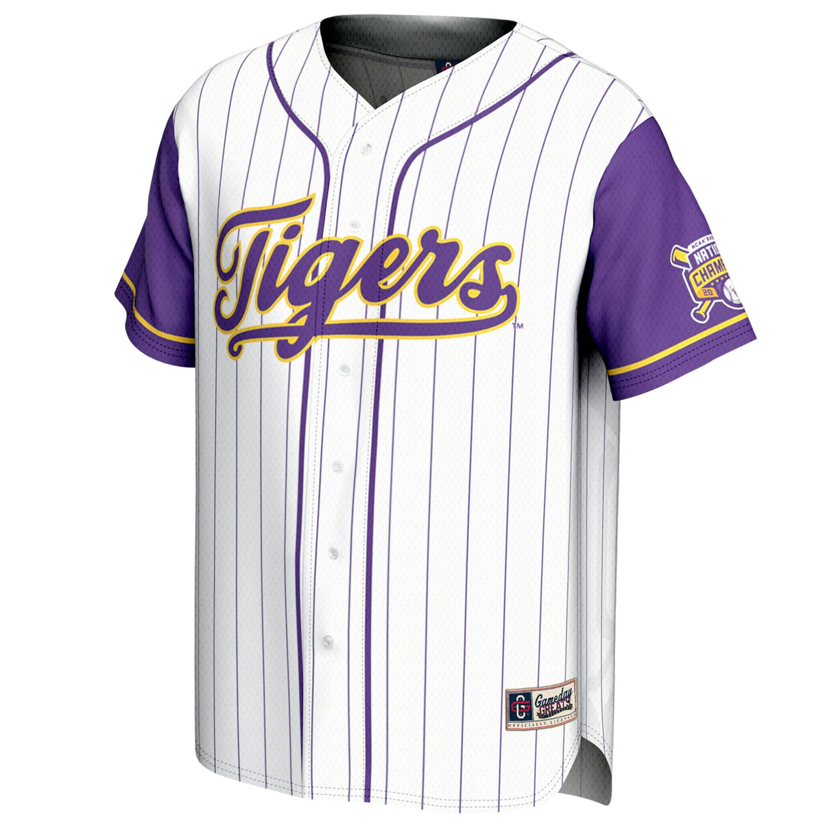 #1 LSU Tigers 2025 NCAA Baseball College World Series Champions Lightweight Baseball Jersey - White product image 3,