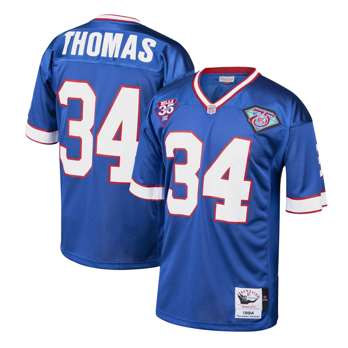 Buffalo Bills 1985 Thurman Thomas Royal Authentic Throwback Retired Player Jersey product image 1, provided for visual