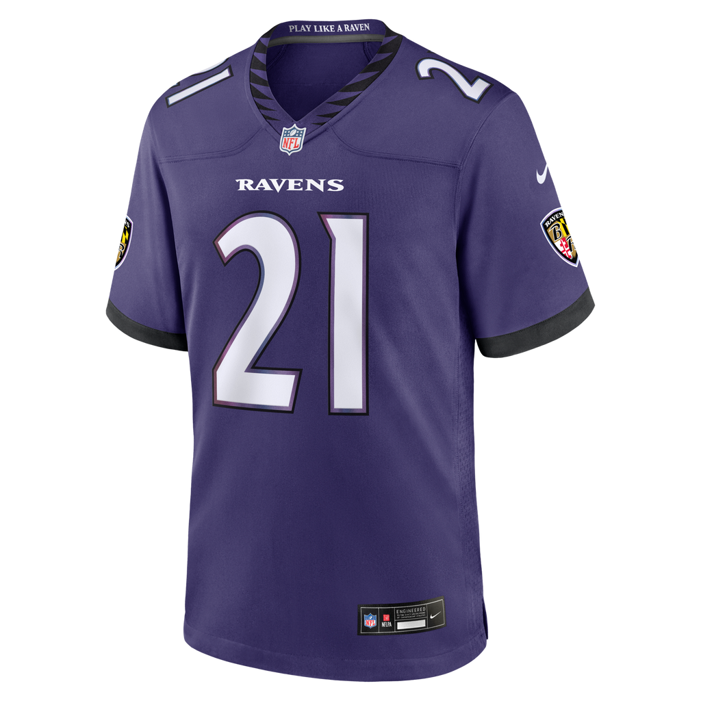 Baltimore Ravens Jaylinn Hawkins Purple Team Game Jersey product image 3, provided for visual reference and product detail