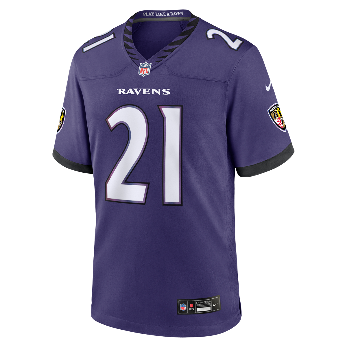 Baltimore Ravens Jaylinn Hawkins Purple Team Game Jersey product image 3, provided for visual reference and product detail