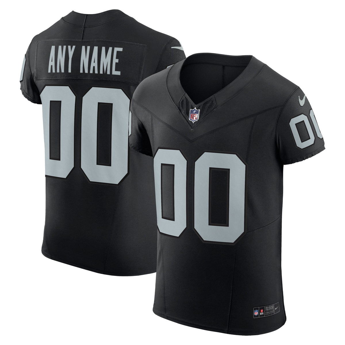 Las Vegas Raiders Black Vapor F.U.S.E. Elite Custom Jersey product image 2, provided for visual reference and product detail
