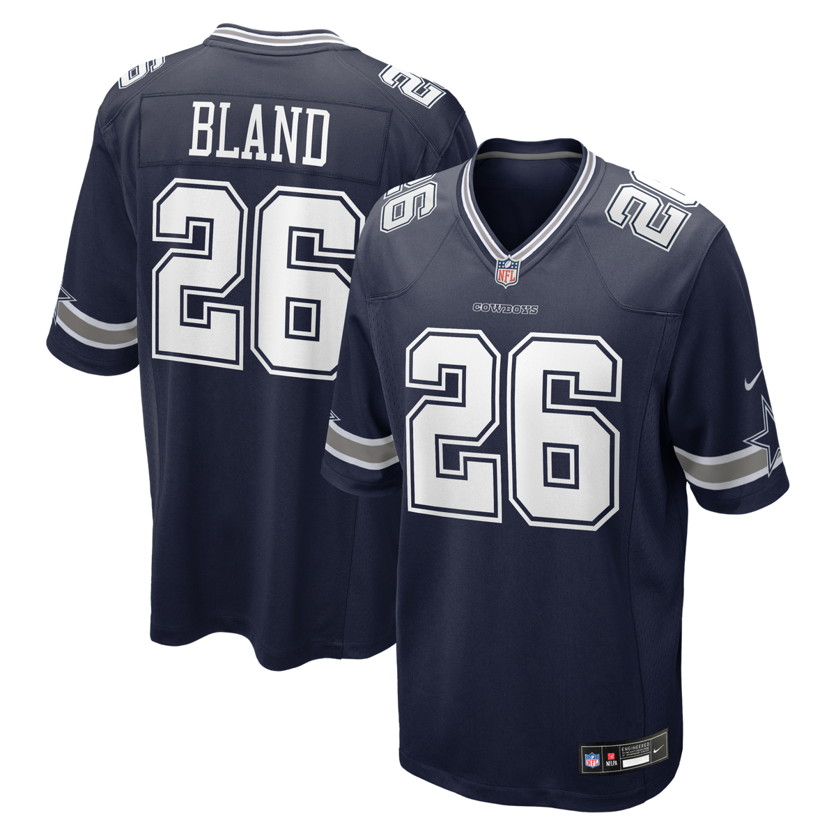 Dallas Cowboys DaRon Bland Navy Game Jersey product image 1, provided for visual reference and product detail review