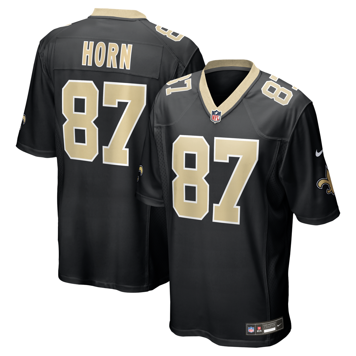 New Orleans Saints Joe Horn Black Game Retired Player Jersey product image 1, provided for visual reference and product