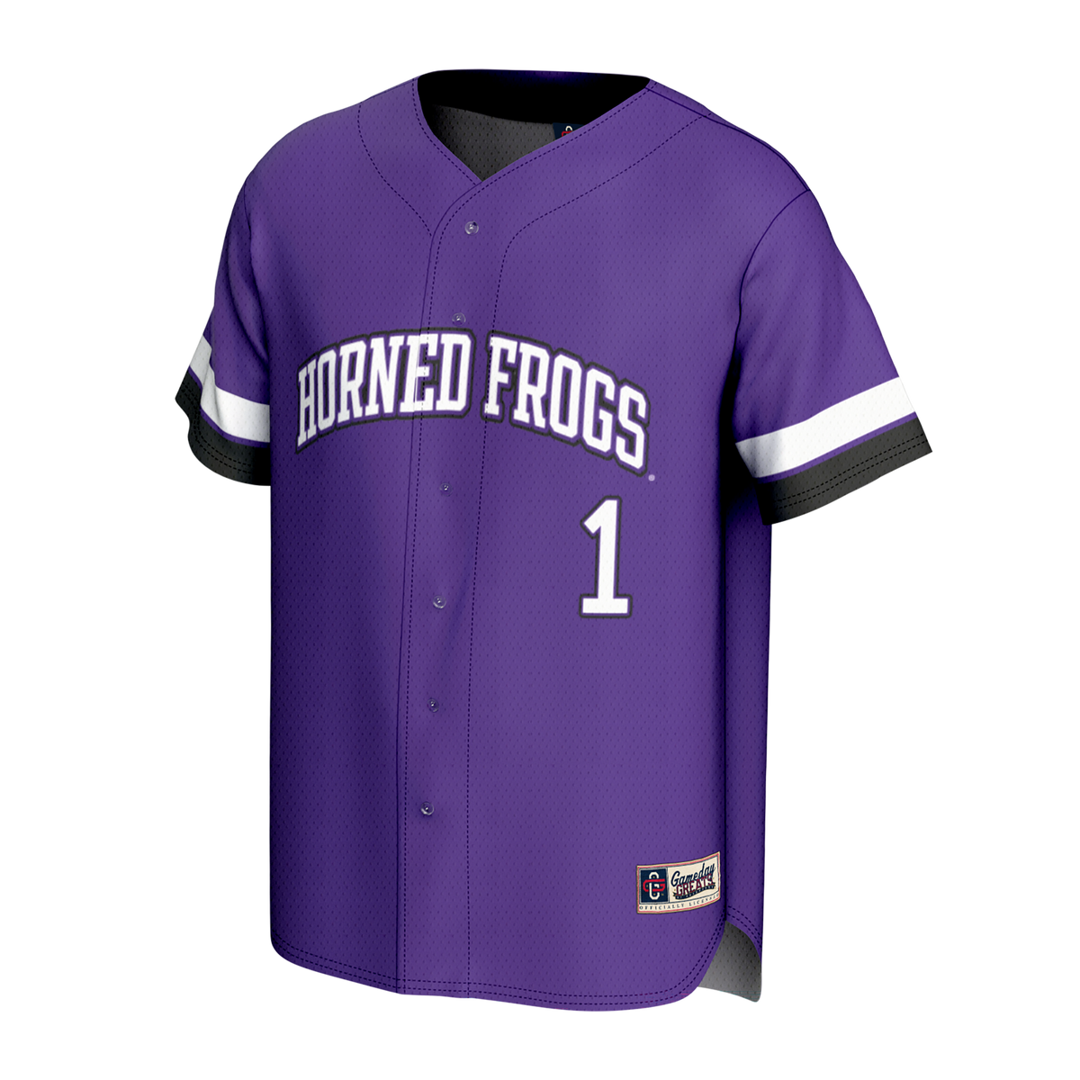 TCU Horned Frogs Lightweight Collegiate Baseball Fashion Jersey - Purple product image 3, provided for visual reference and