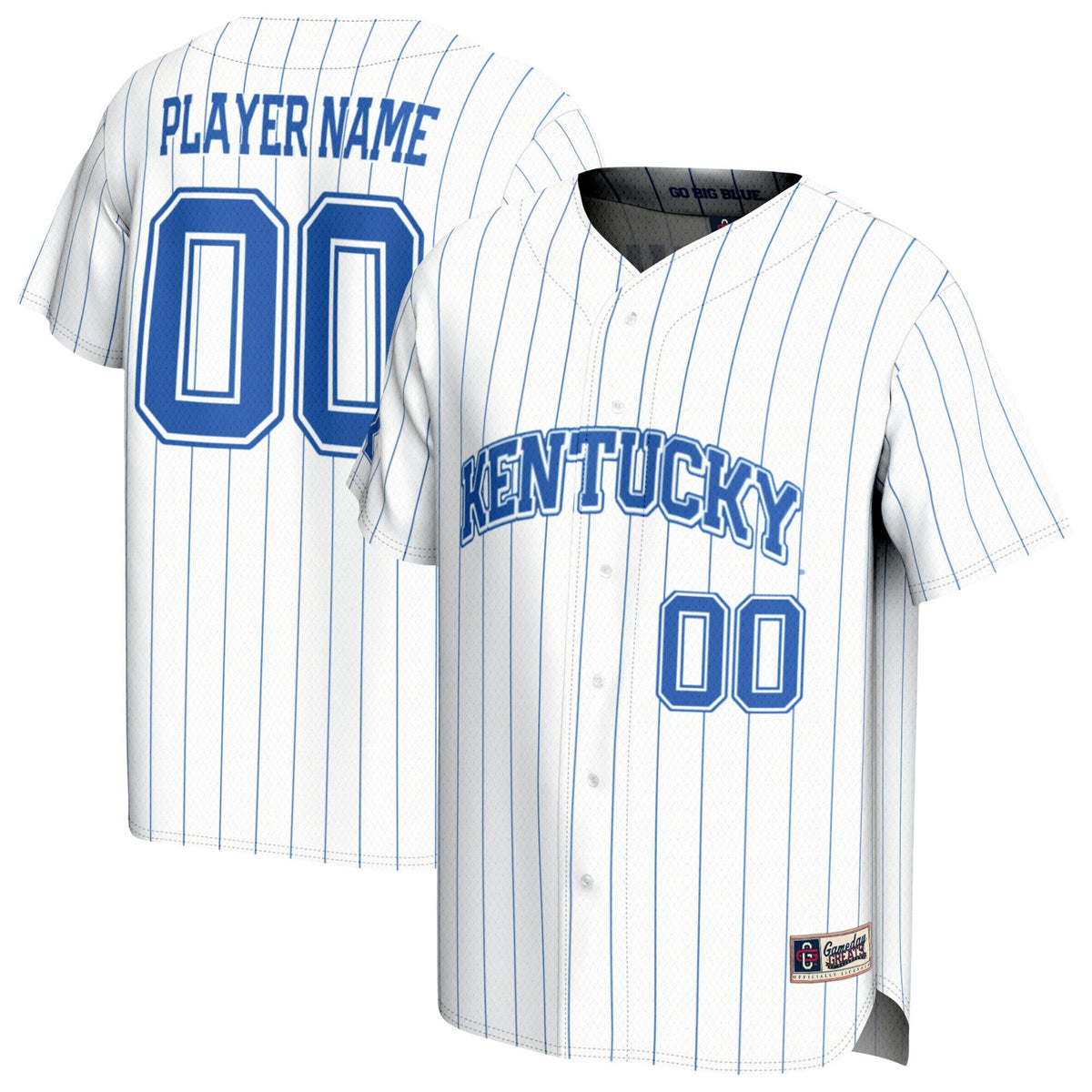 Kentucky Wildcats Lightweight Collegiate Baseball Pinstripe NIL Pick-A-Player Fashion Jersey - White product image 1,