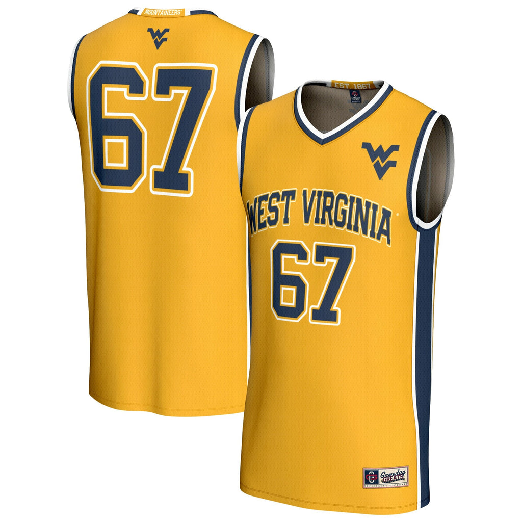 West Virginia Mountaineers Lightweight Collegiate Basketball Fashion Jersey - Gold product image 1, provided for visual