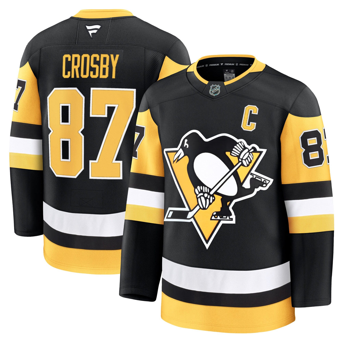 Pittsburgh Penguins Sidney Crosby Black Home Premium Jersey product image 2, provided for visual reference and product