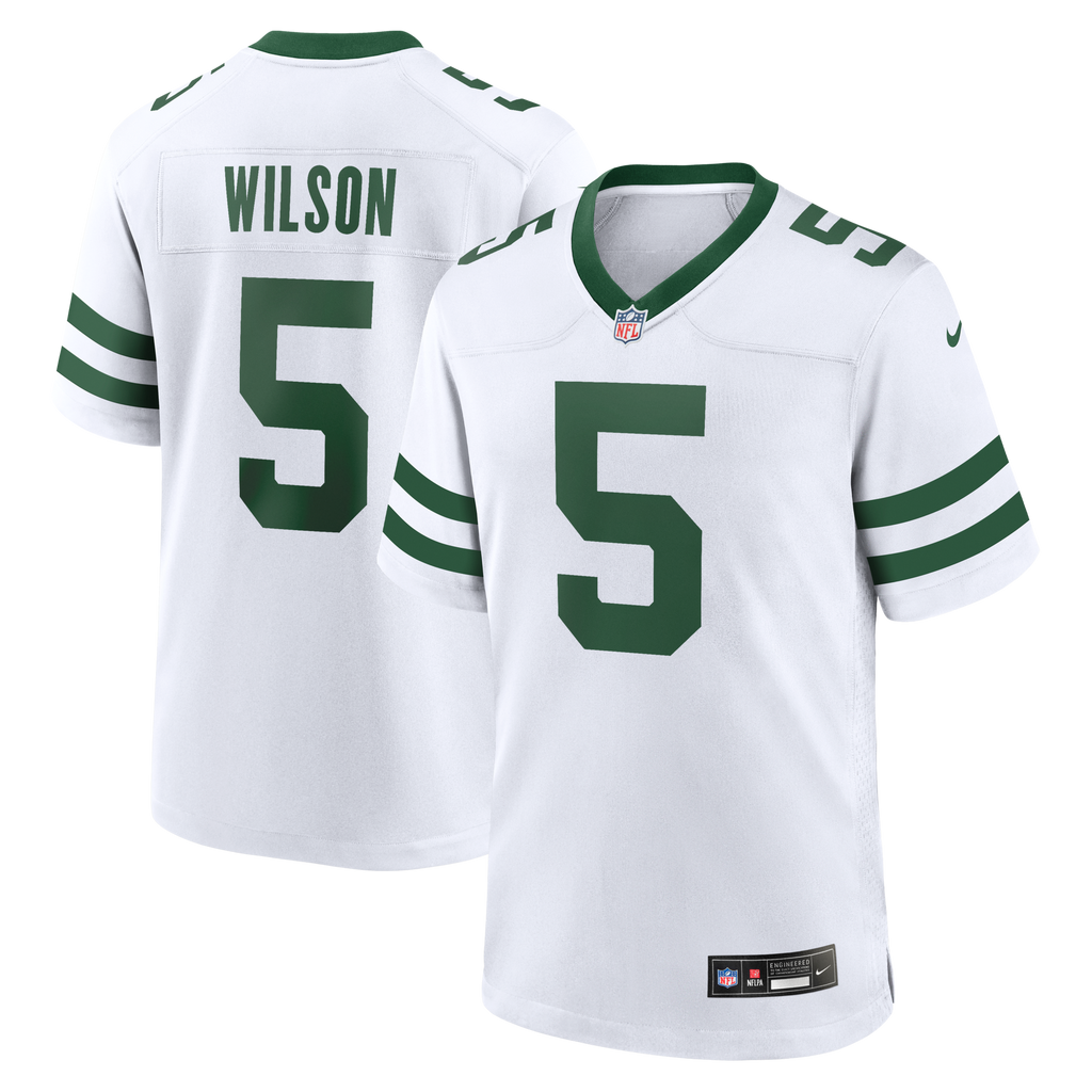 New York Jets Garrett Wilson Legacy White Game Jersey product image 1, provided for visual reference and product detail