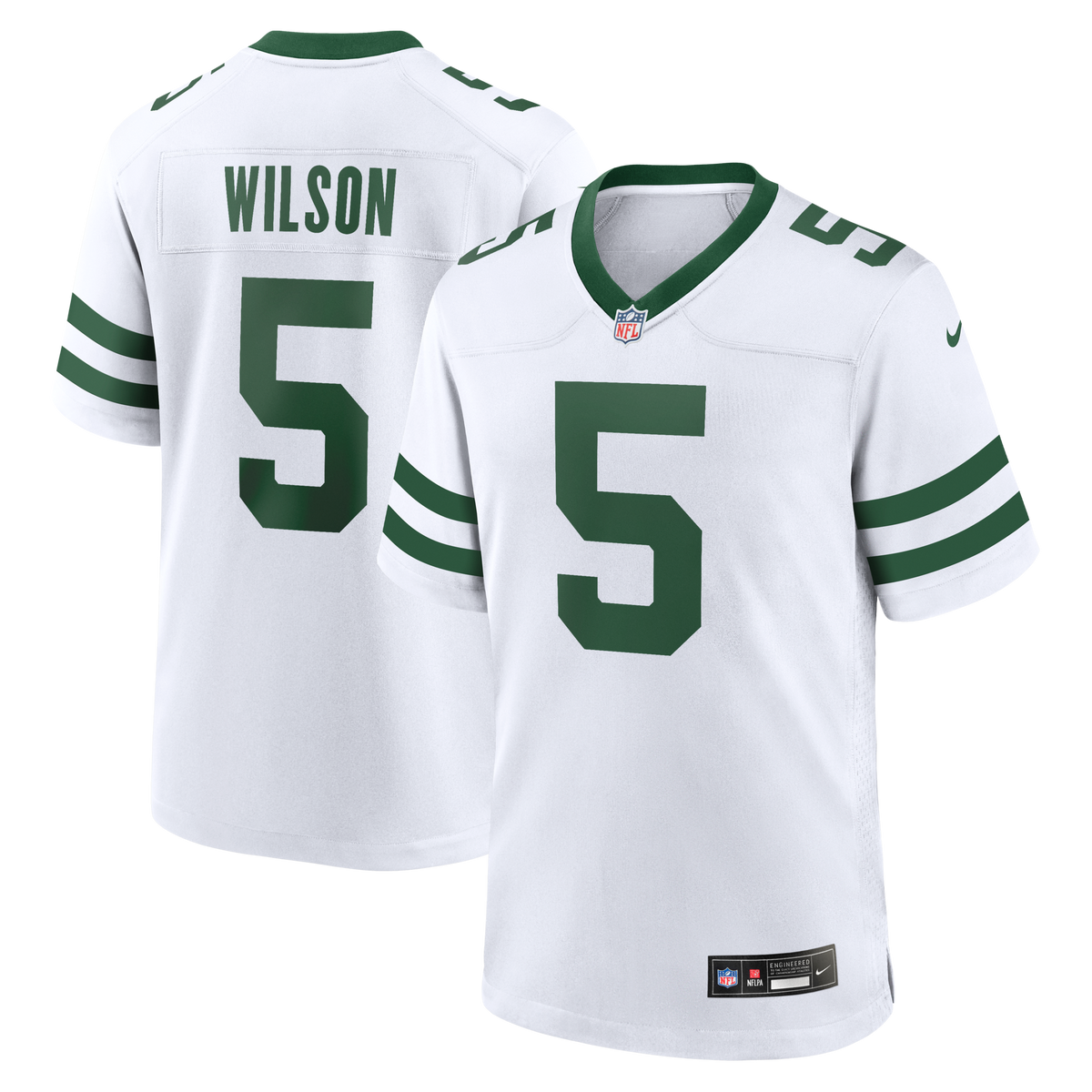 New York Jets Garrett Wilson Legacy White Game Jersey product image 1, provided for visual reference and product detail