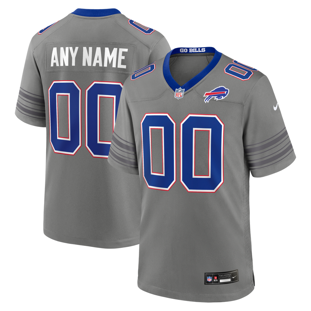 Buffalo Bills Gray Nickel City Custom Game Jersey product image 1, provided for visual reference and product detail review