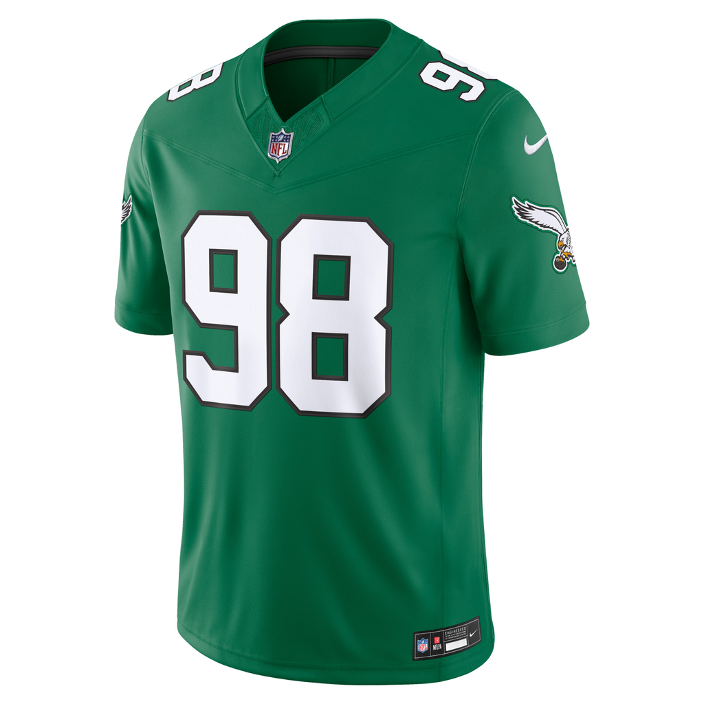 Philadelphia Eagles Jalen Carter Kelly Green Alternate Vapor F.U.S.E. Stitched Limited Jersey product image 3, provided for