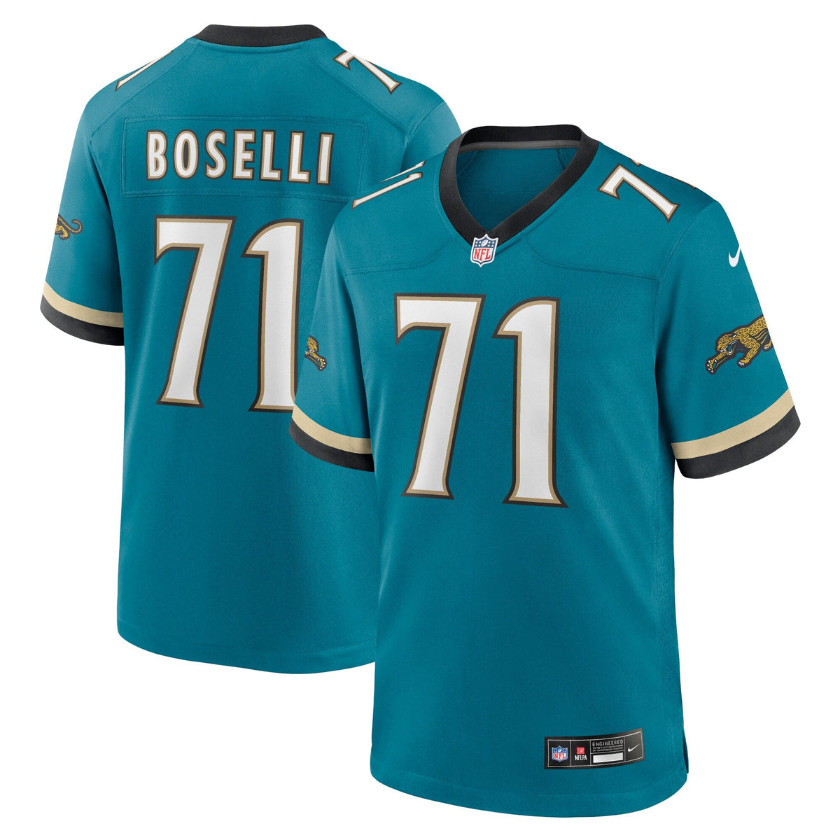 Jacksonville Jaguars Tony Boselli Teal Prowler Throwback Retired Player Game Jersey product image 2, provided for visual