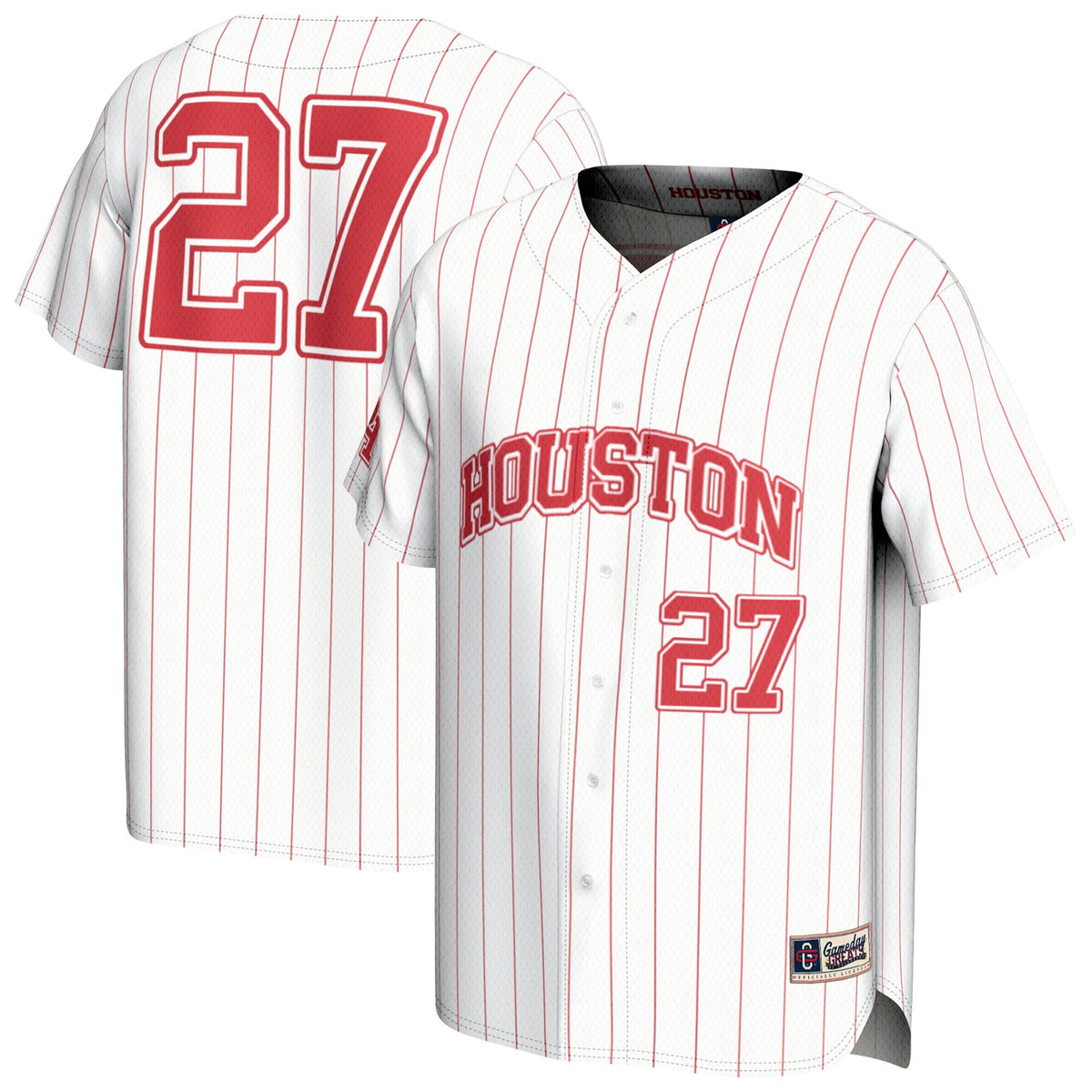 Houston Cougars Lightweight Collegiate Baseball Fashion Jersey - White product image 1, provided for visual reference and