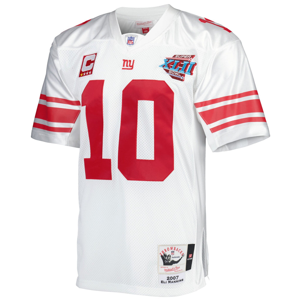 New York Giants 2007 Eli Manning White Authentic Throwback Retired Player Jersey product image 3, provided for visual