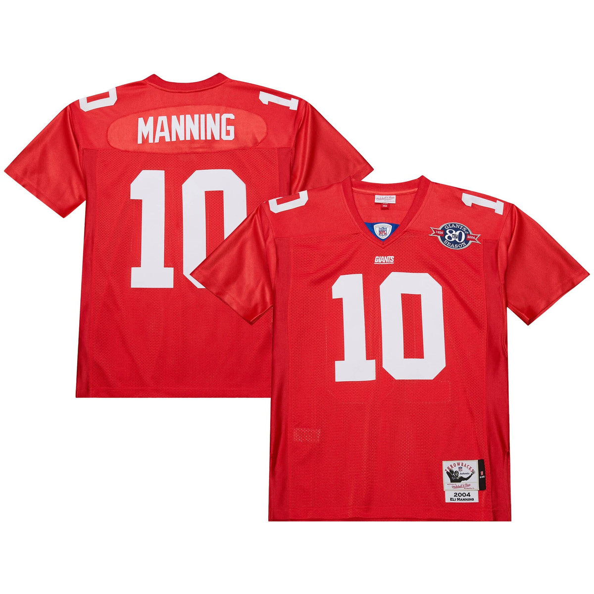 New York Giants 2004 Eli Manning Red Authentic Throwback Retired Player Jersey product image 1, provided for visual
