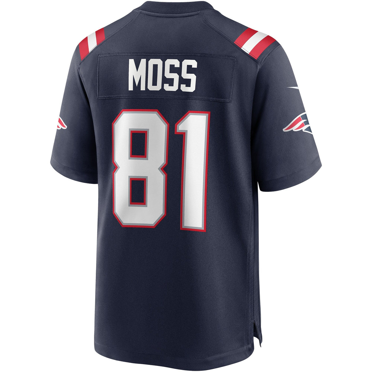 New England Patriots Randy Moss Navy Game Retired Player Jersey product image 4, provided for visual reference and product