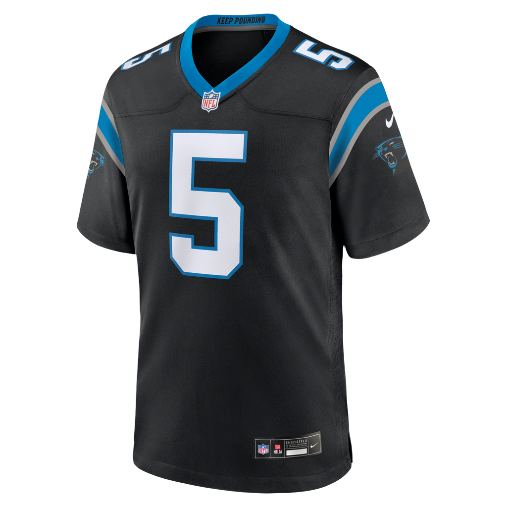 Carolina Panthers Jaelan Phillips Black Game Jersey product image 3, provided for visual reference and product detail review