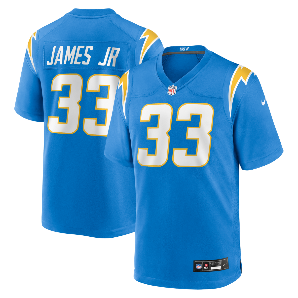 Los Angeles Chargers Derwin James Powder Blue Game Player Jersey product image 1, provided for visual reference and product