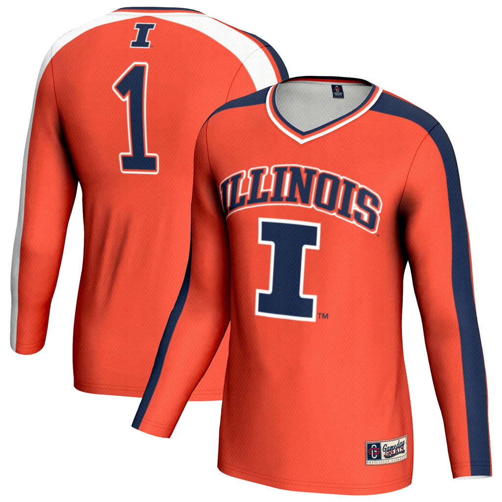 Illinois Fighting Illini #1 Lightweight Volleyball Fashion Jersey - Orange product image 1, provided for visual reference