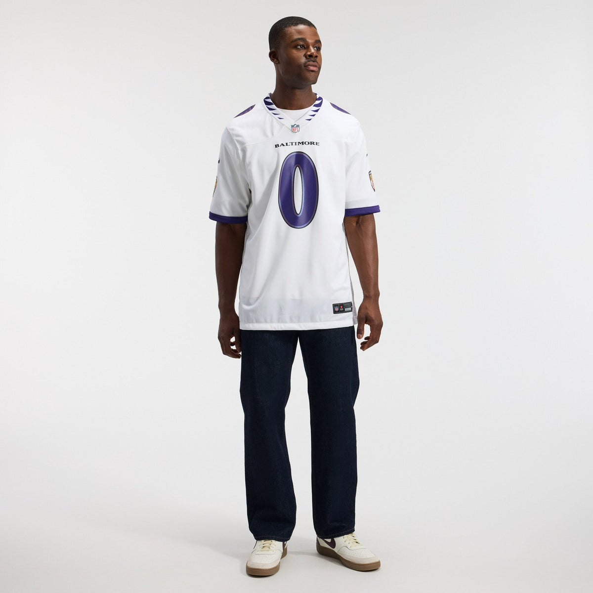 Baltimore Ravens Roquan Smith White Game Jersey product image 5, provided for visual reference and product detail review