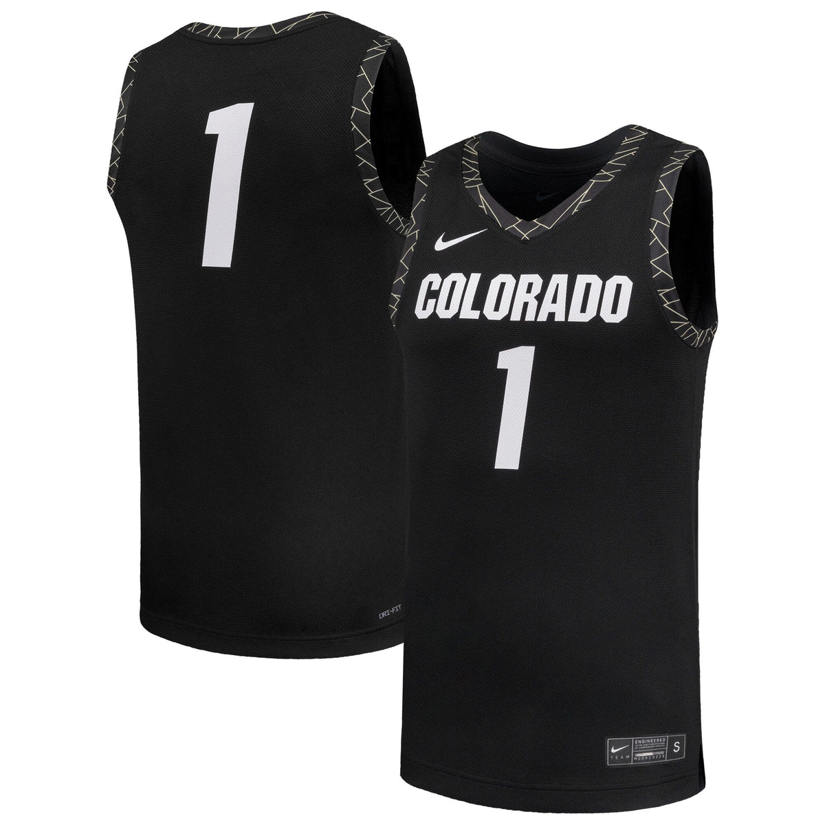 #1 Colorado Buffaloes Replica Basketball Jersey - Black product image 1, provided for visual reference and product detail