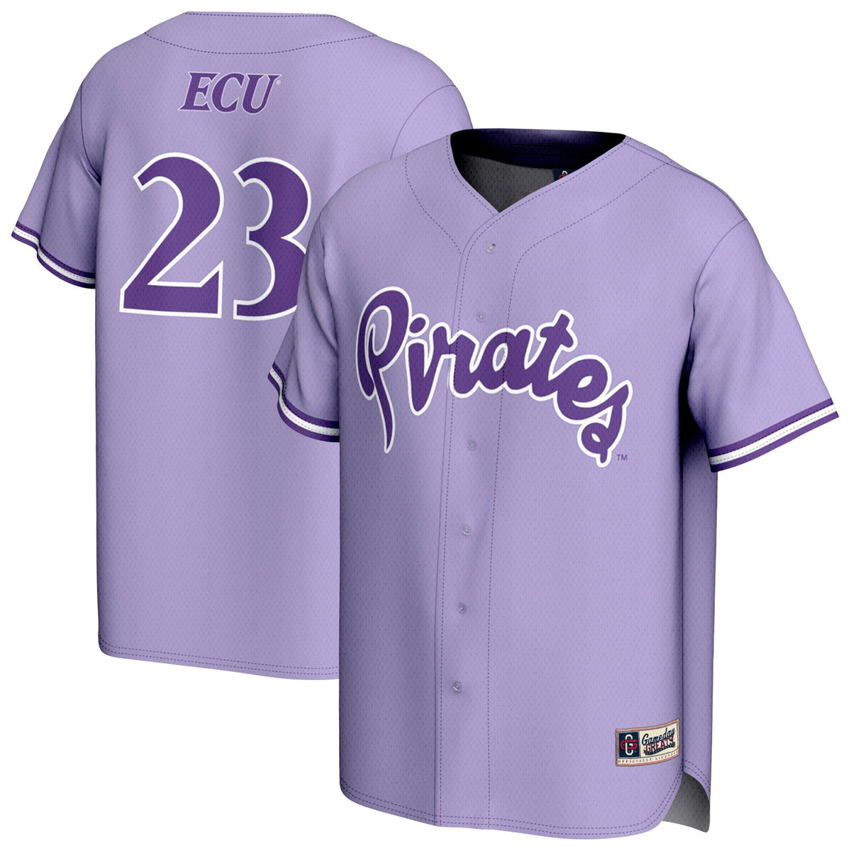 ECU Pirates Lightweight Collegiate Baseball Fashion Jersey - Purple product image 1, provided for visual reference and