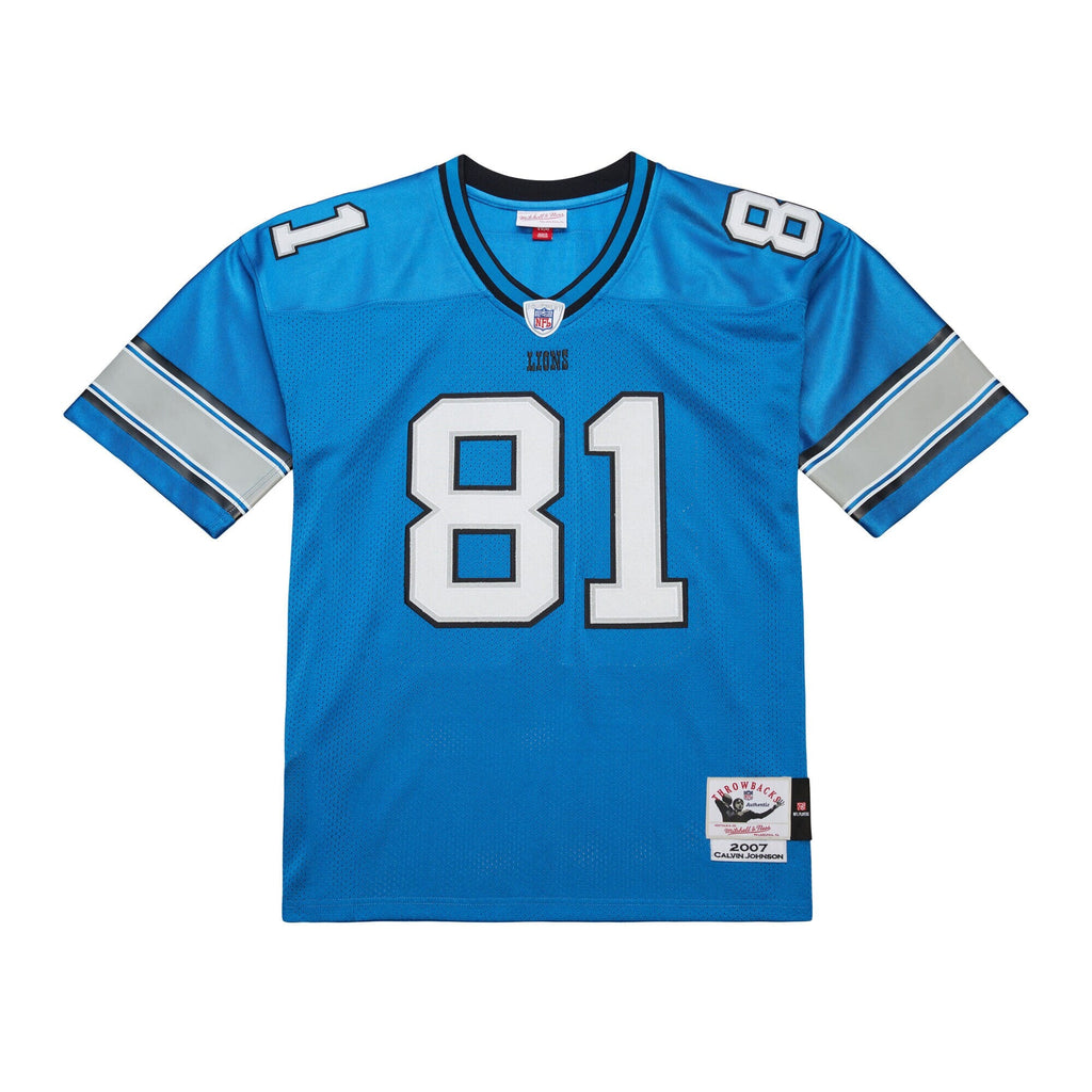 Detroit Lions Calvin Johnson Blue 2007 Authentic Throwback Retired Player Jersey product image 3, provided for visual