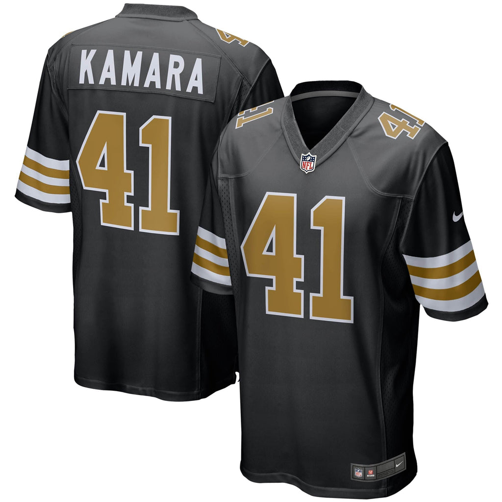 New Orleans Saints Alvin Kamara Black Alternate Game Jersey product image 1, provided for visual reference and product