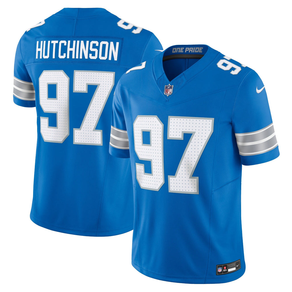 Detroit Lions Aidan Hutchinson Blue Team Vapor F.U.S.E. Limited Jersey product image 2, provided for visual reference and