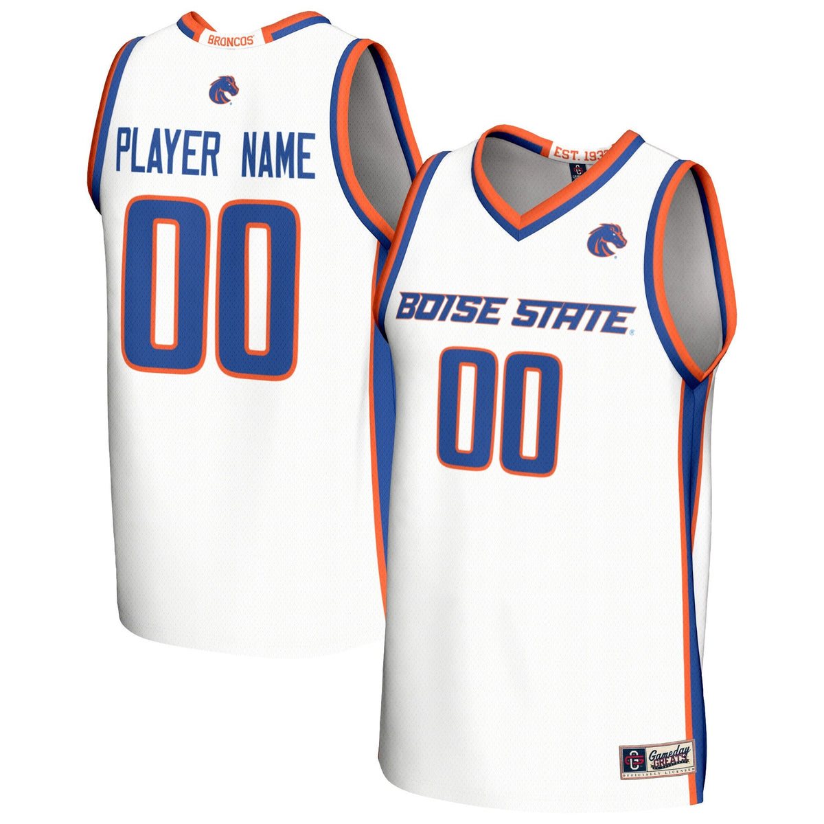 Boise State Broncos NIL Pick-A-Player Lightweight Basketball Fashion Jersey - White product image 1, provided for visual