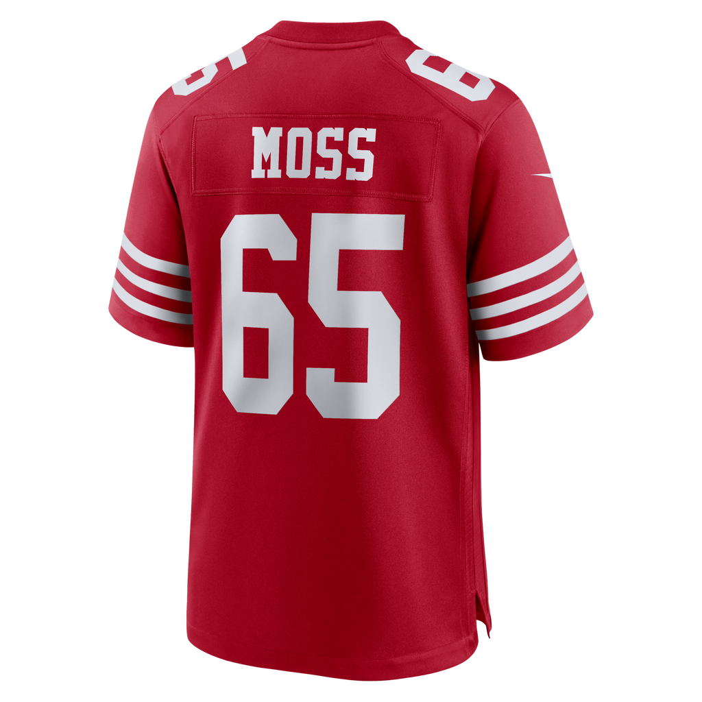 San Francisco 49ers Drew Moss Scarlet Team Game Jersey product image 3, provided for visual reference and product detail