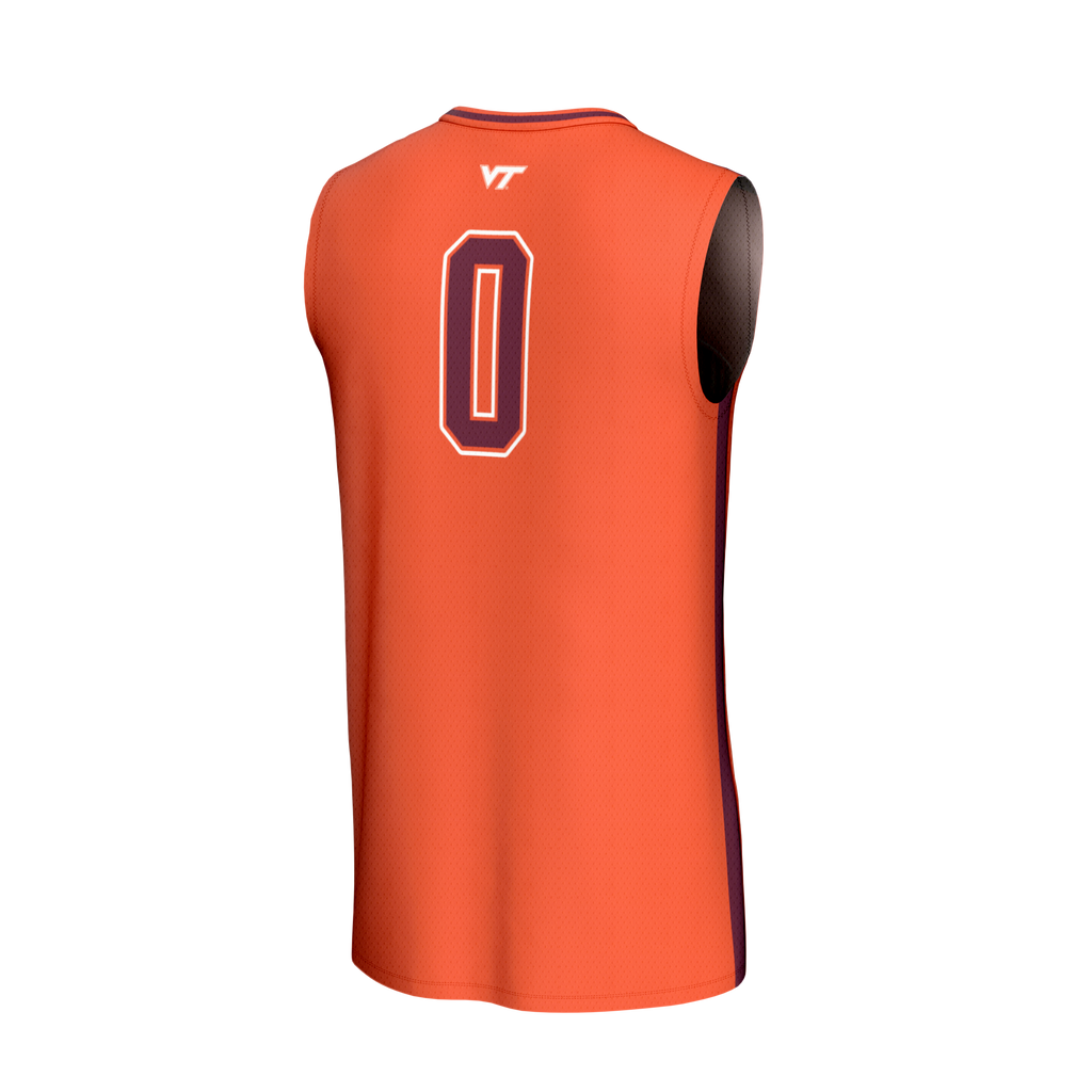 #0 Virginia Tech Hokies Collegiate Basketball Fashion Jersey - Orange product image 4, provided for visual reference and