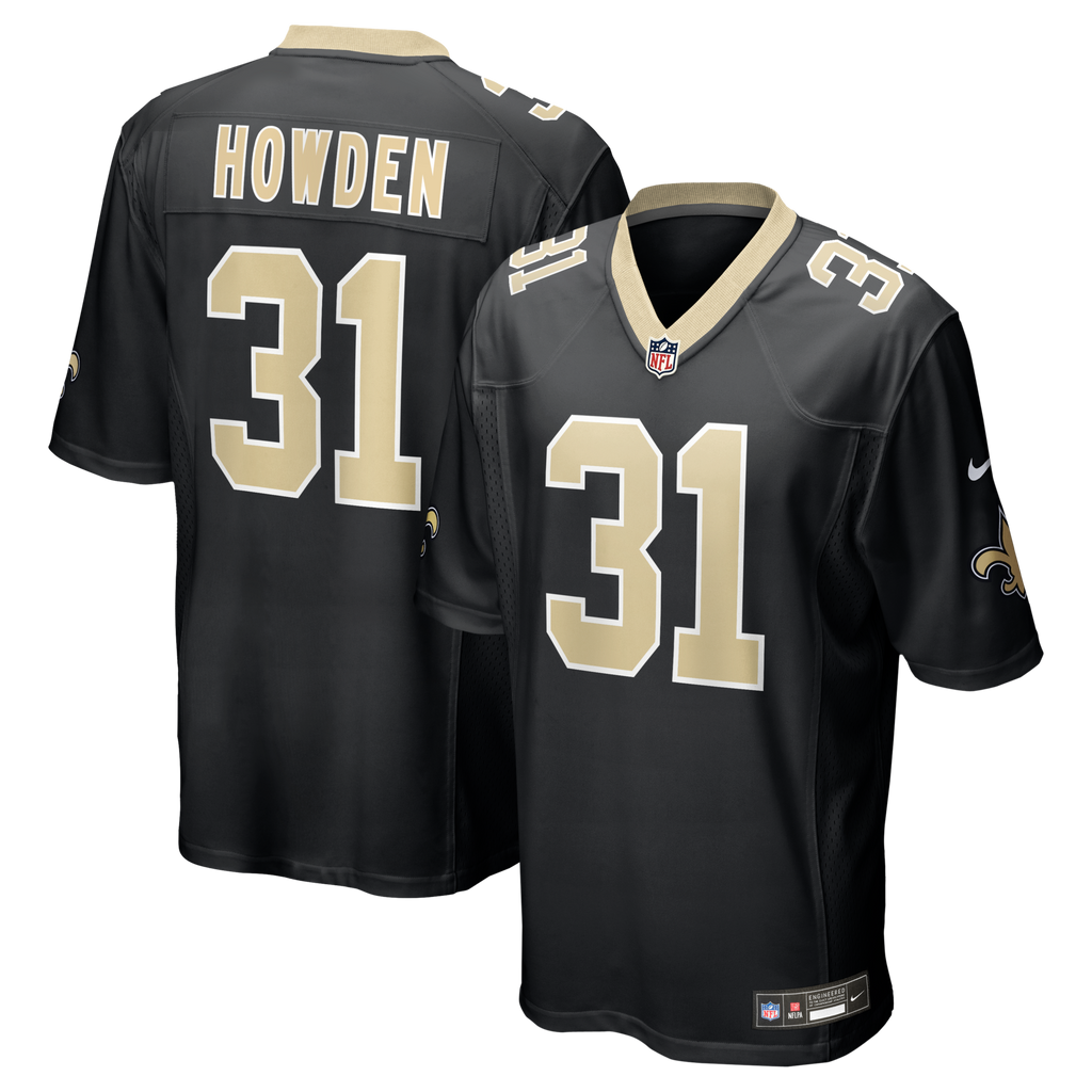 New Orleans Saints Jordan Howden Black Team Game Jersey product image 1, provided for visual reference and product detail
