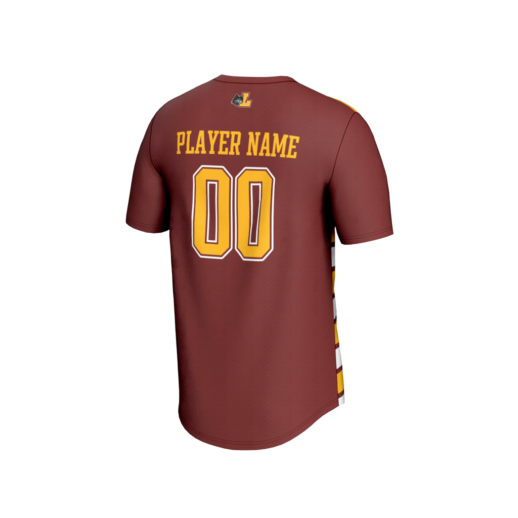 Loyola Chicago Ramblers Collegiate Soccer NIL Pick-A-Player Fashion Jersey - Maroon/Gold product image 4, provided for