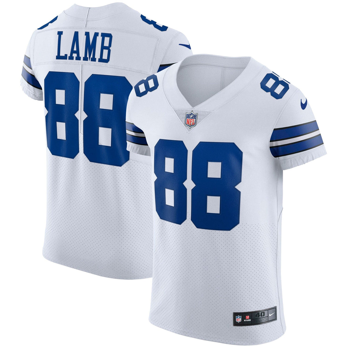 Dallas Cowboys CeeDee Lamb White Vapor Elite Jersey product image 2, provided for visual reference and product detail review